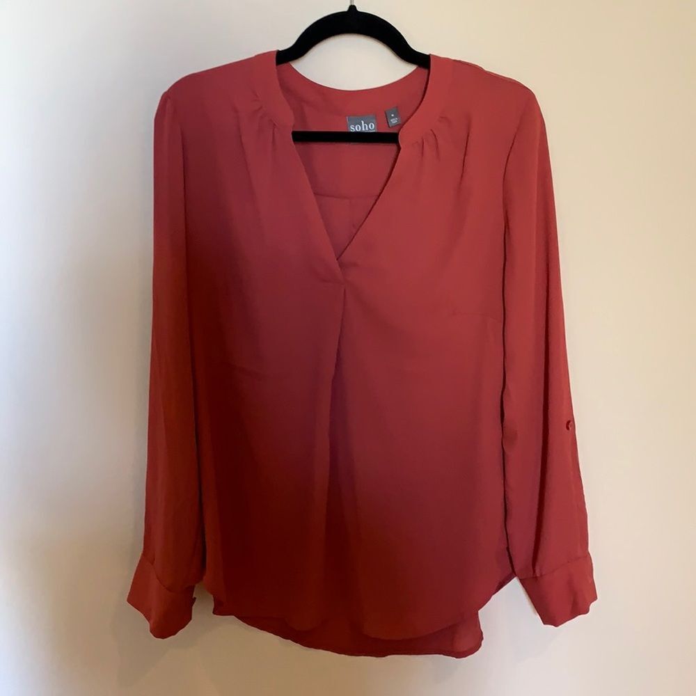 Soho-New York & Company Coral Pink Blouse Size M | Lightweight Workwear | EUC